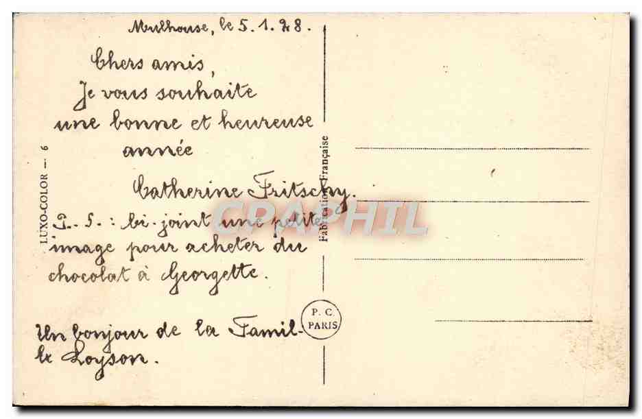 CPA Fantaisie Bonne annee — Rückseite