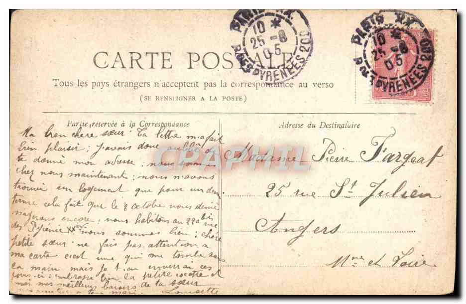 CPA Paris Eglise Saint Augustin — Rückseite