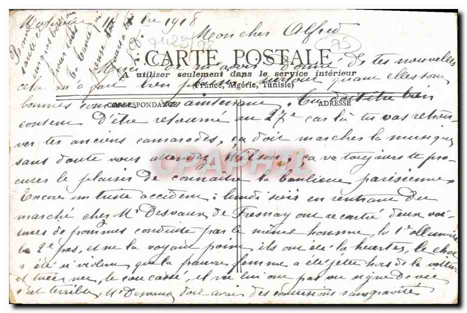 CPA Paris Eglise St Augustin Le Boul Malesherbes — Verso