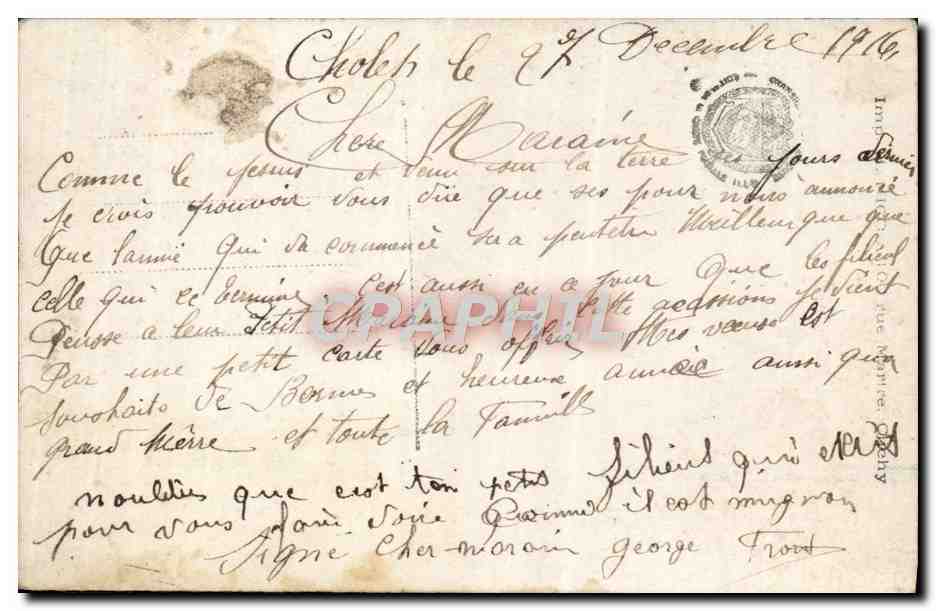 CPA Bonne Annee Soldats Militaria Enfant Avion  — Verso