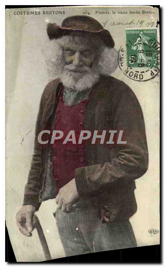 CPA Costumes Bretons Flattres Le Vieux Barde Breton Foklore