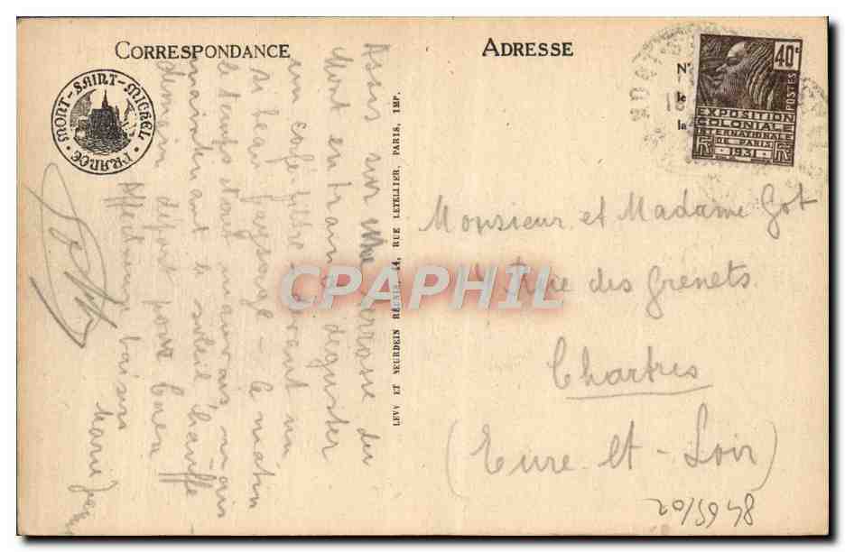 Le Mont-Saint-Michel — Côté Sud-Est — LL — n°192 — Verso