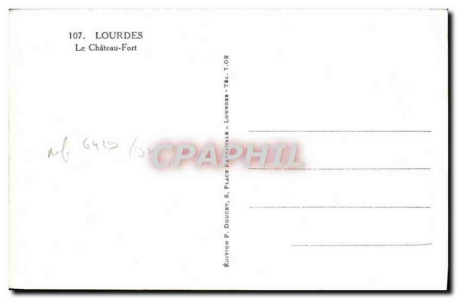 CPA Lourdes Le Chateau Fort — Verso