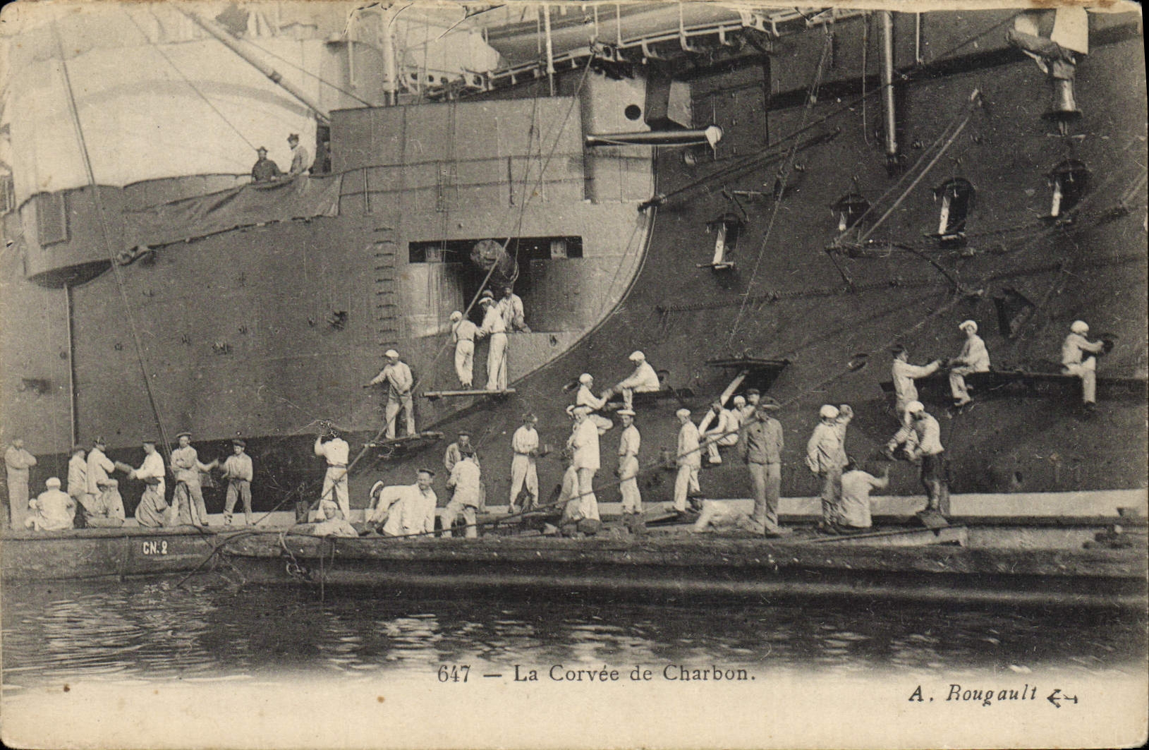 CPA La Corvee De Charbon Bateau