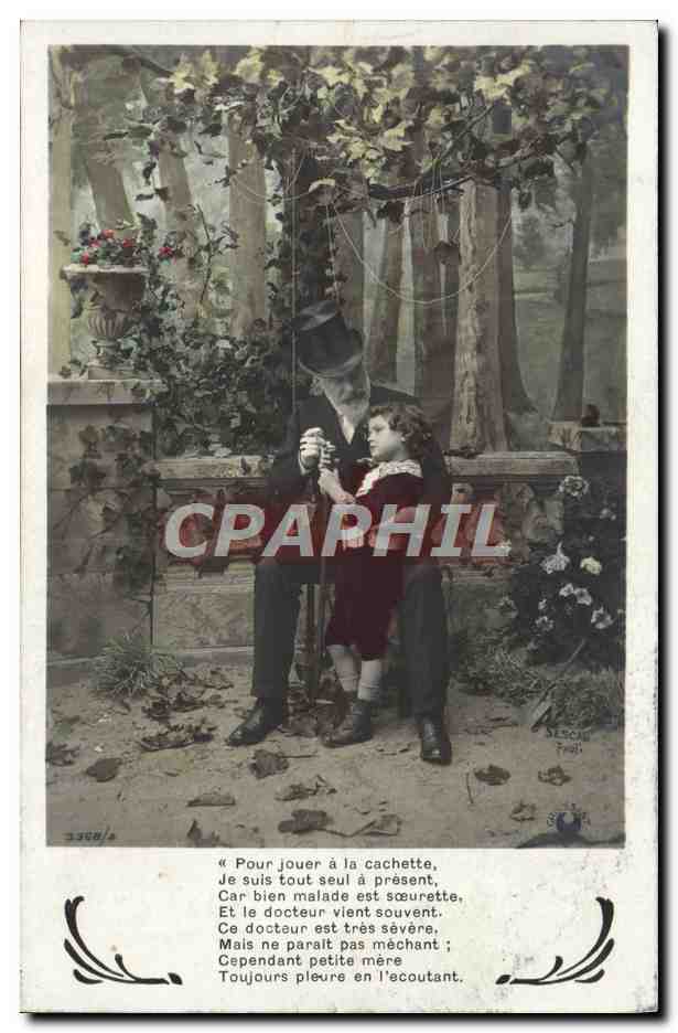 CPA Fantaisie Grand pere Enfant
