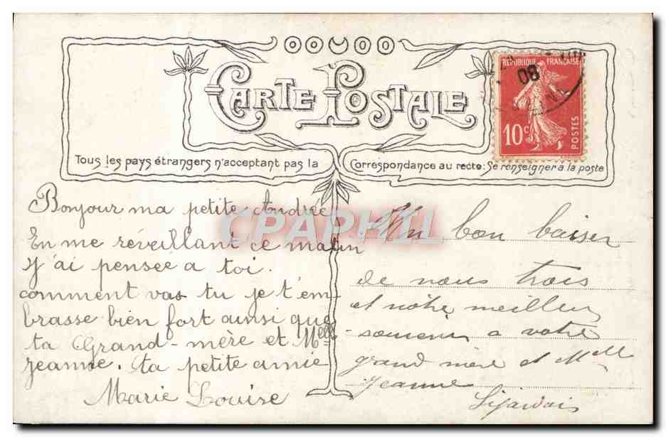 CPA Fantaisie Grand pere Enfant — Verso