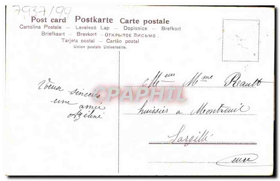Bonne Année — décor de houppier et fleurs — éditeur non identifié, série 634 — Achterkant