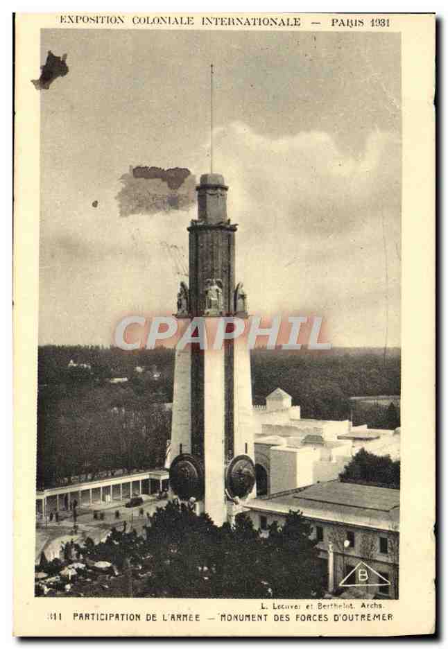CPA Exposition Coloniale Internationale Paris1931 Participation de l'armee Monument des Forces d'Outremer