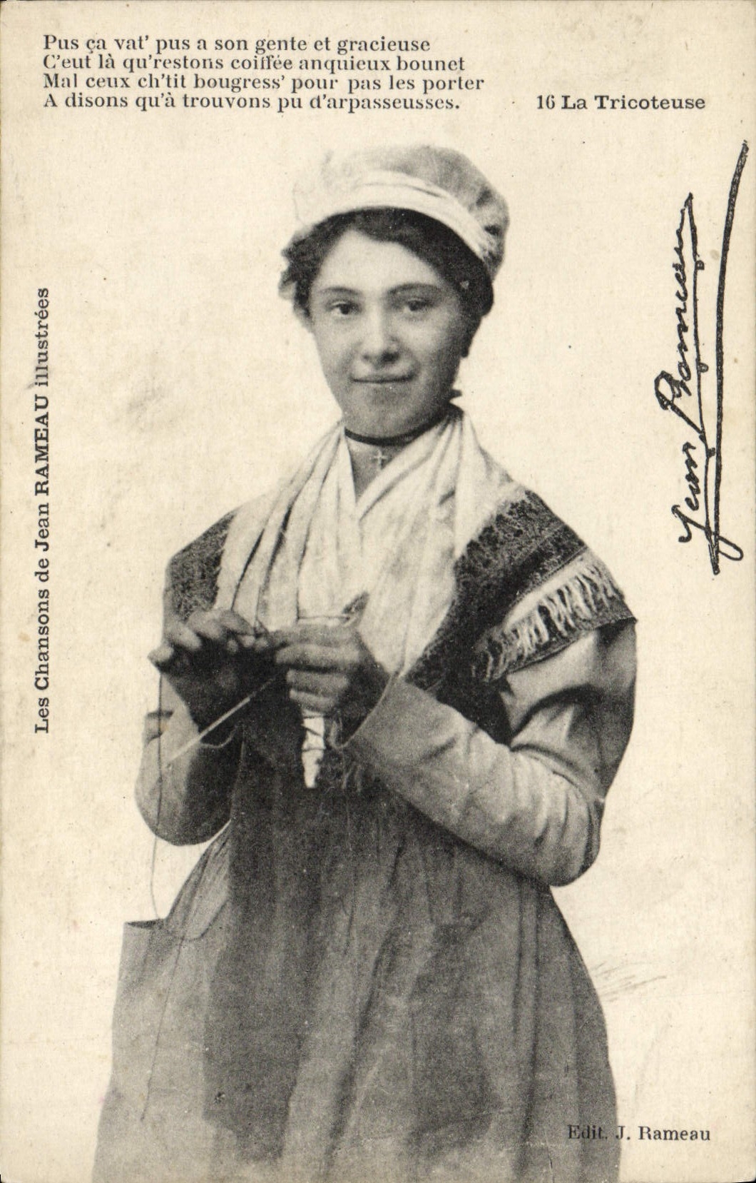 CPA La Tricoteuse Femme Jean Rameau Folklore