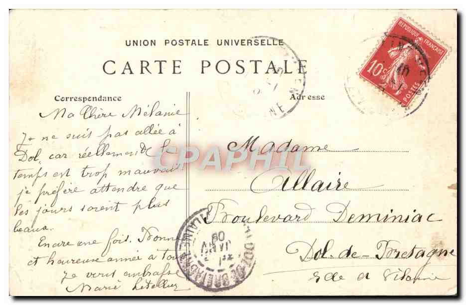 CPA Bretagne Grand mere et petit fils Folklore — Verso