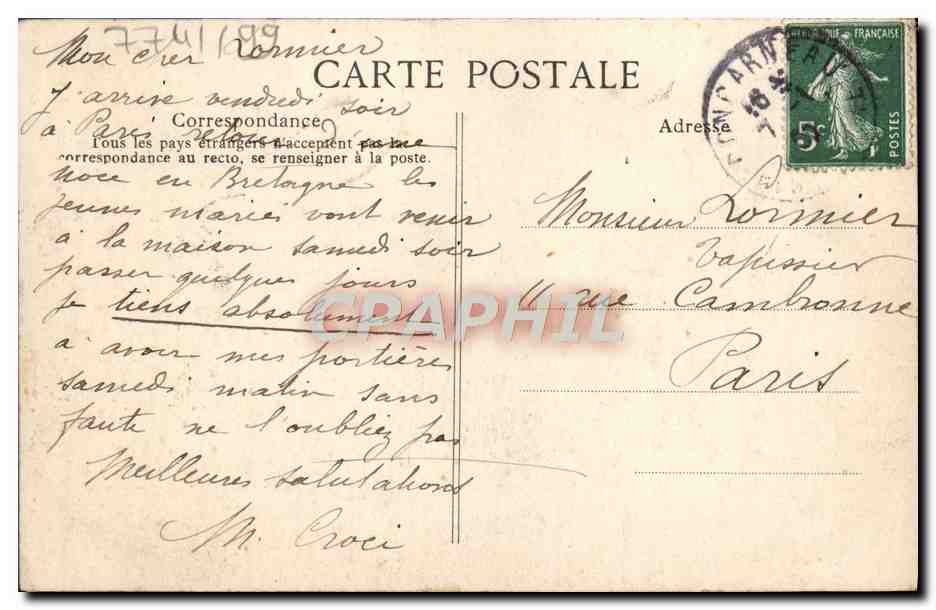 Procession de la Mère de Dieu — Bretagne — Éditeur E.D. n°474 — Verso