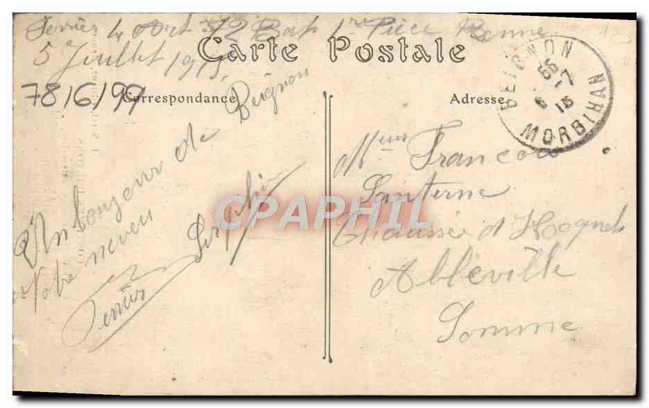 CPA Costumes Bretons Folklore — Verso