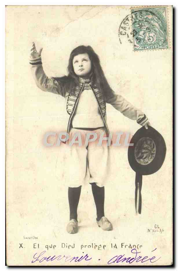 CPA El Que Dieu Protege la France Folklore Enfant