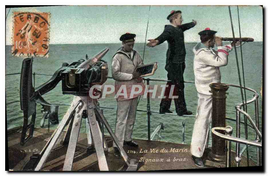 CPA La Vie du Marin Signaux a Bras Militaria