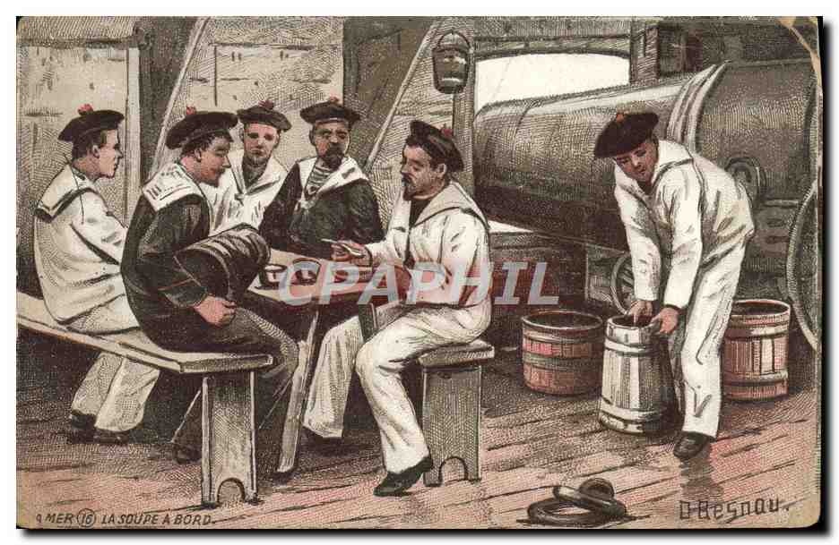 CPA La Vie du Marin La soupe a bord Militaria 