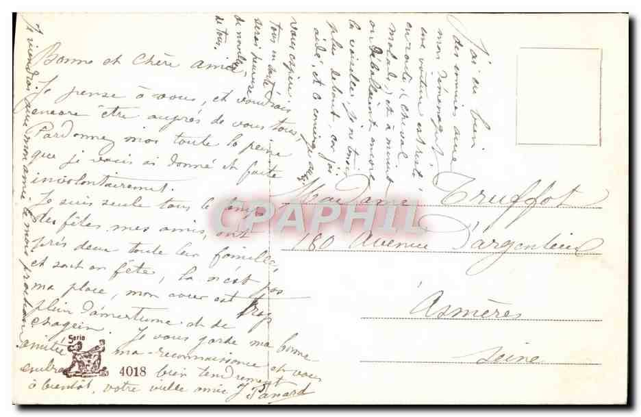 Femme en robe et chapeau — Pâques — éditeur inconnu, n° de série non visible — Verso