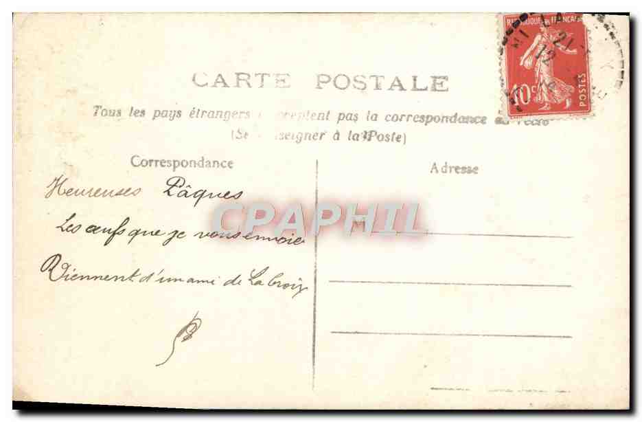 CPA Fantaisie homme Oeufs Paques — Rückseite