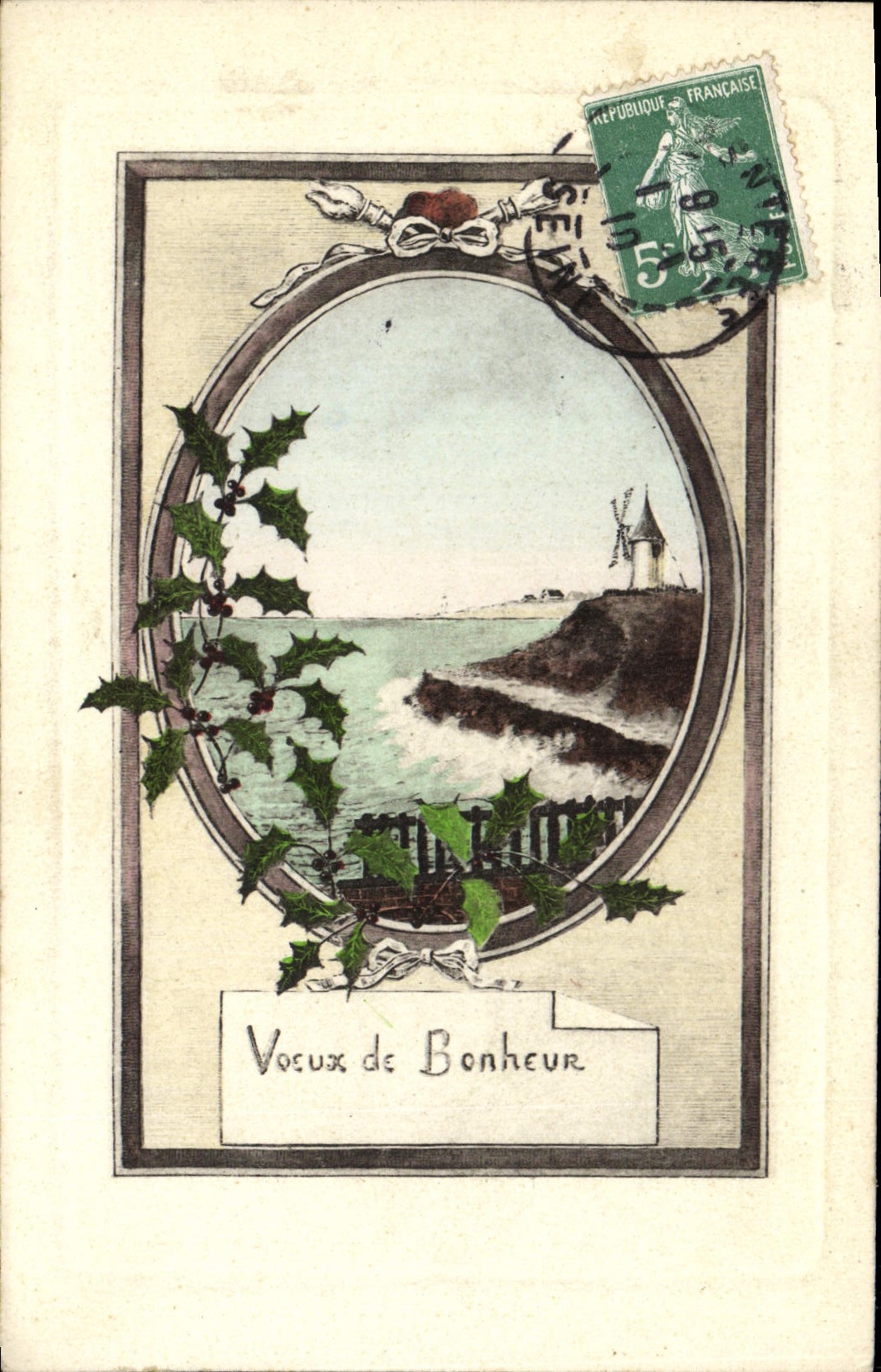 CPA Fantaisie Voeux Moulin a vent