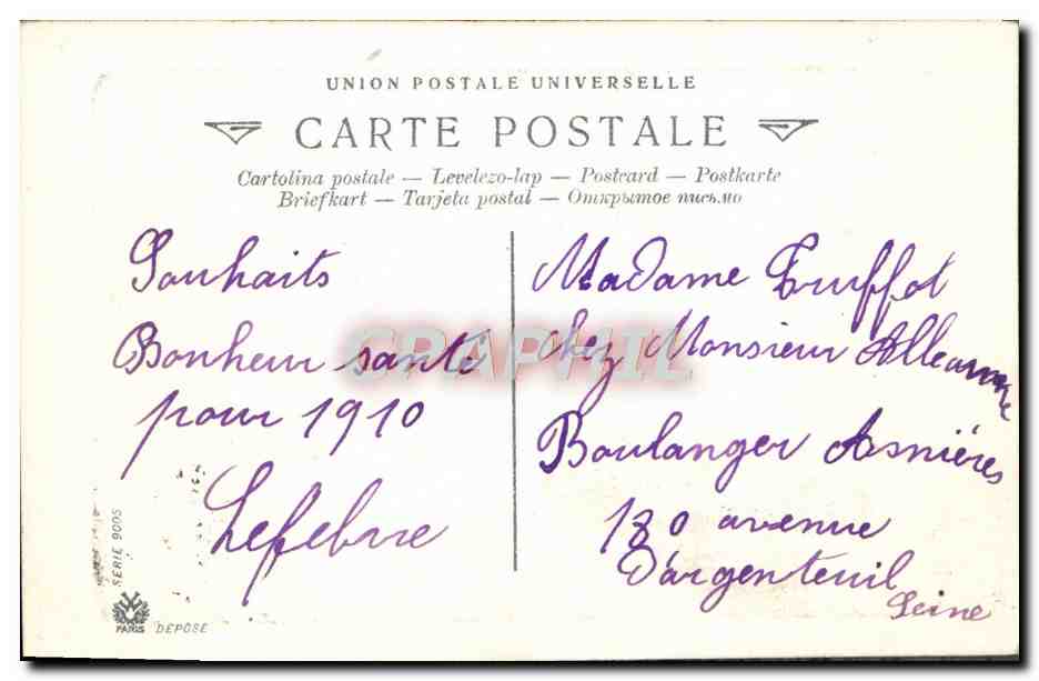 CPA Fantaisie Voeux Moulin a vent — Rückseite