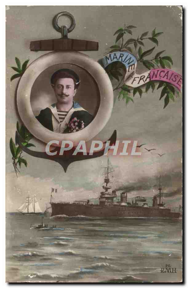 CPA Fantaisie Homme Bateau Marine Francaise