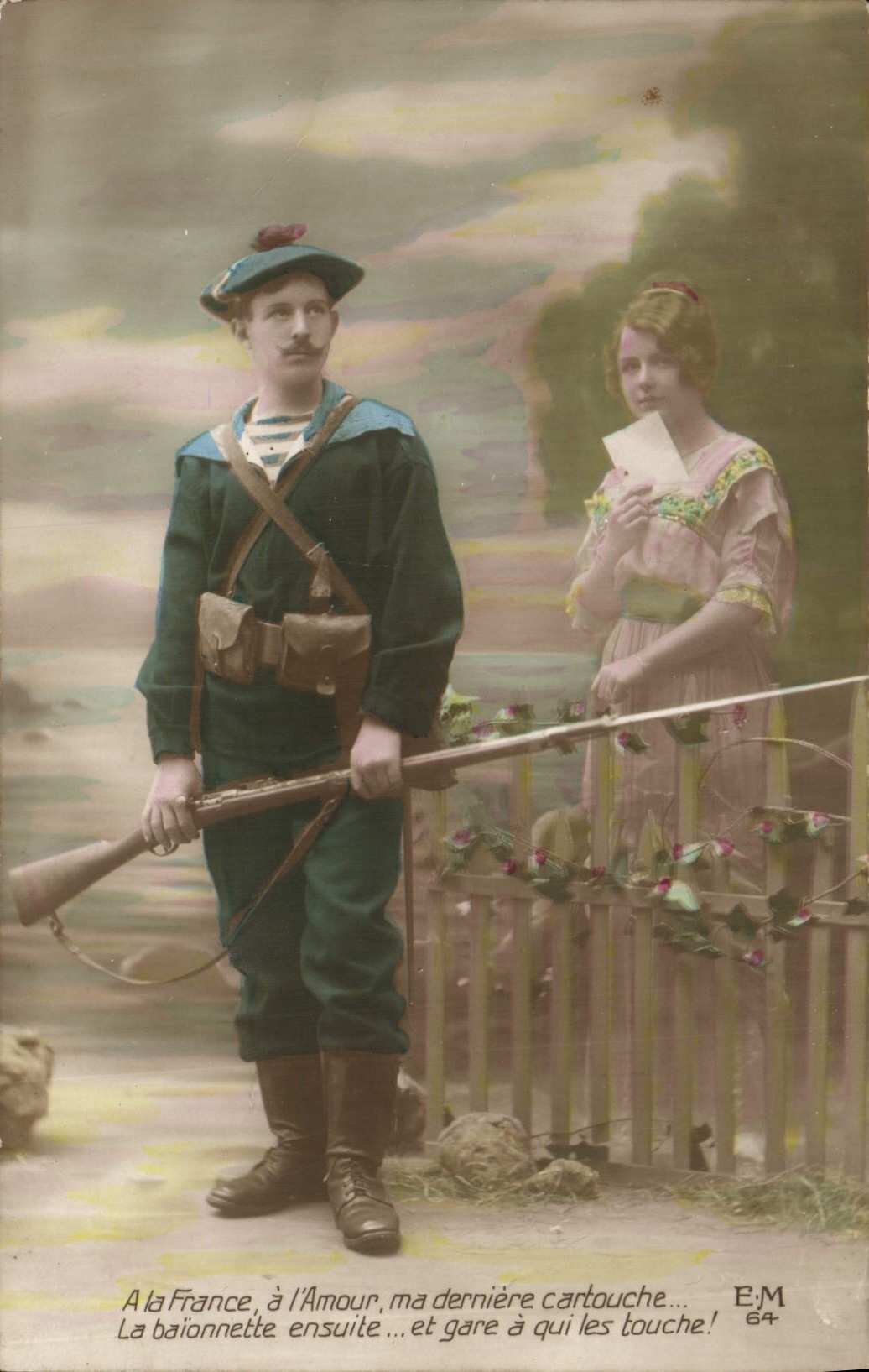 Soldat et jeune femme — scène de séparation — E.M. 64