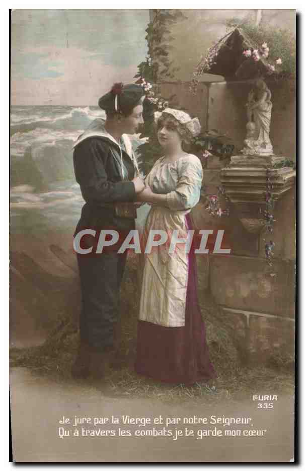 Marin et jeune femme devant un monument — Éditeur EURIA n°335