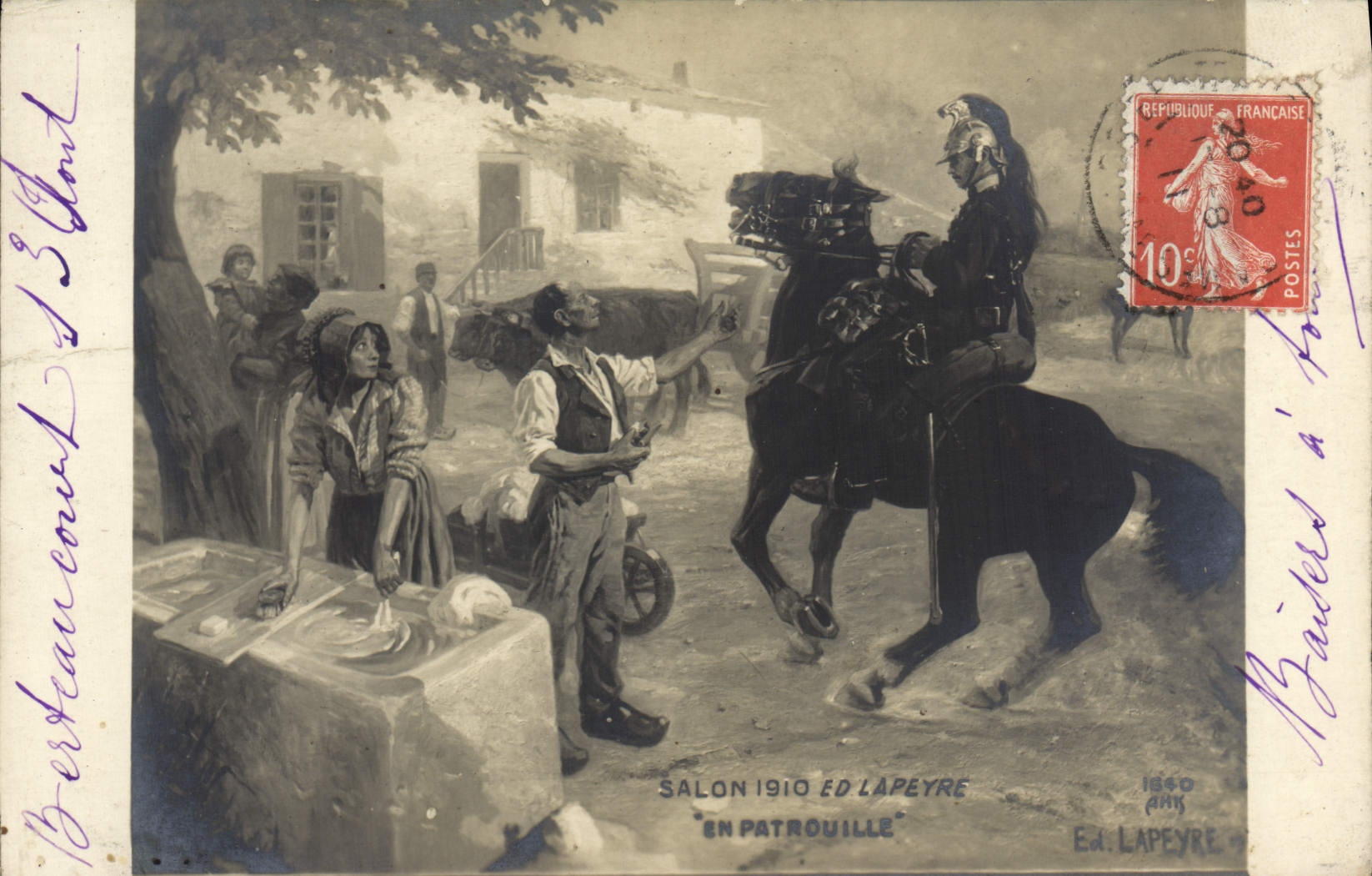 CPA Fantaisie Salon 1910 Lapeyre En Patrouille Dragon Militaria 