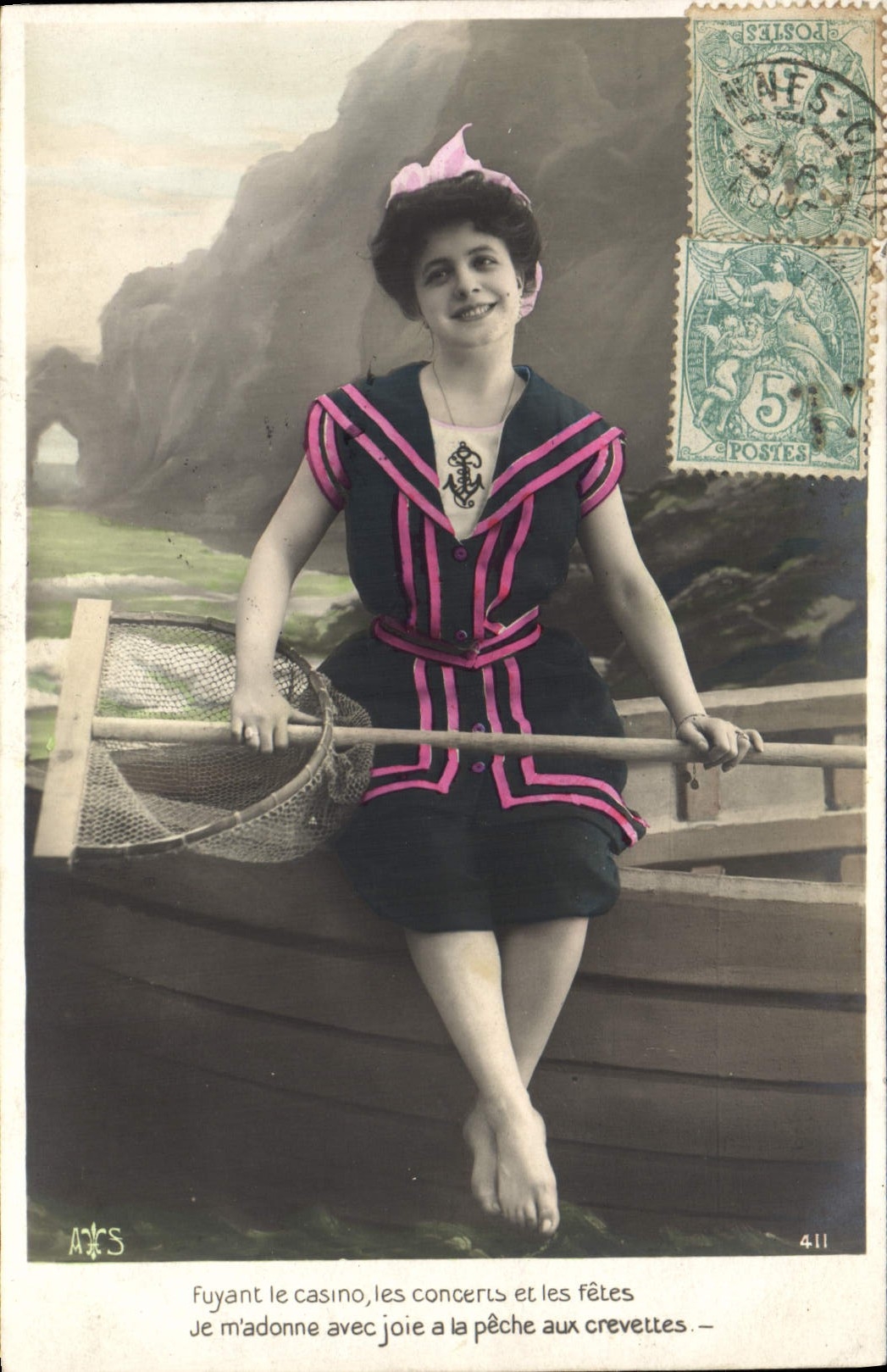 Fuyant le casino, les concerts et les fêtes — Je m'adonne avec joie à la pêche aux crevettes — A.J.S. — n° 411