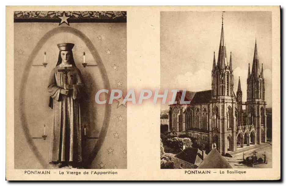 CPA Pontmain La Vierge de L'Apparition La basilique