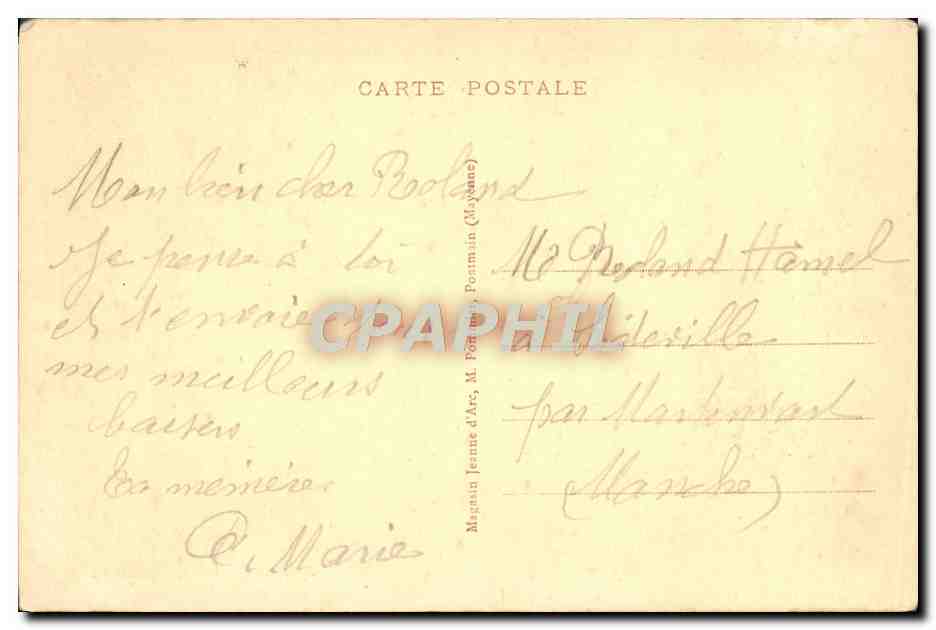 CPA Pontmain Maison du Sacre Coeur Maison des soeurs d'Evron  — Rückseite