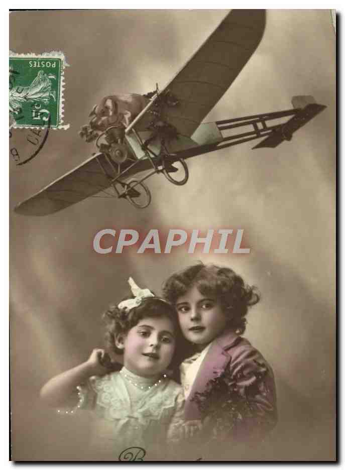 CPA Fantaisie Enfants Avion 