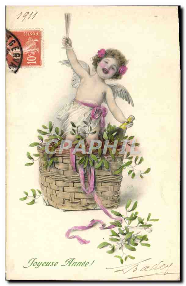 CPA Fantaisie Enfant Ange Joyeuse Annee