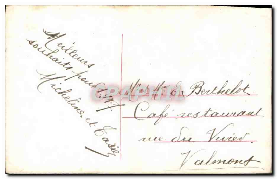 Femme et chien décorés de houx — Bonne Année — éditeur THK, n° 222 — Verso