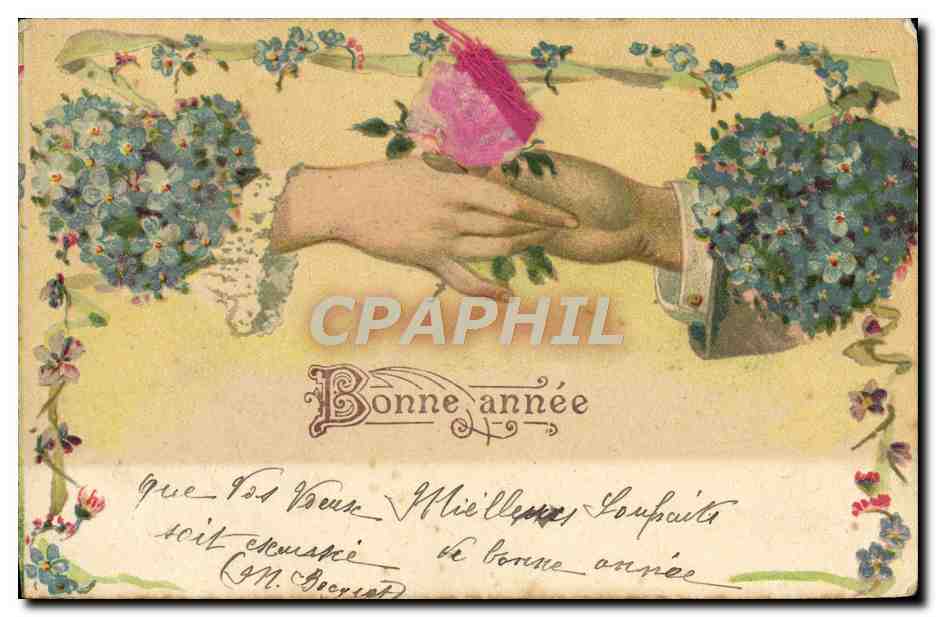 CPA Fantaisie Fleurs Mains