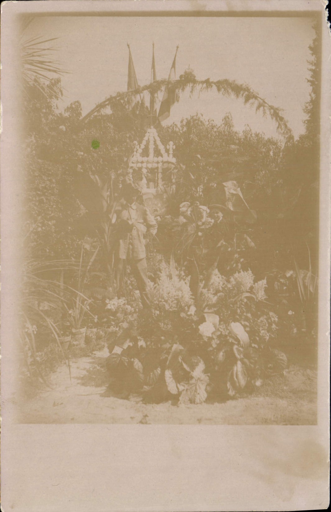CARTE PHOTO Homme dans un jardin