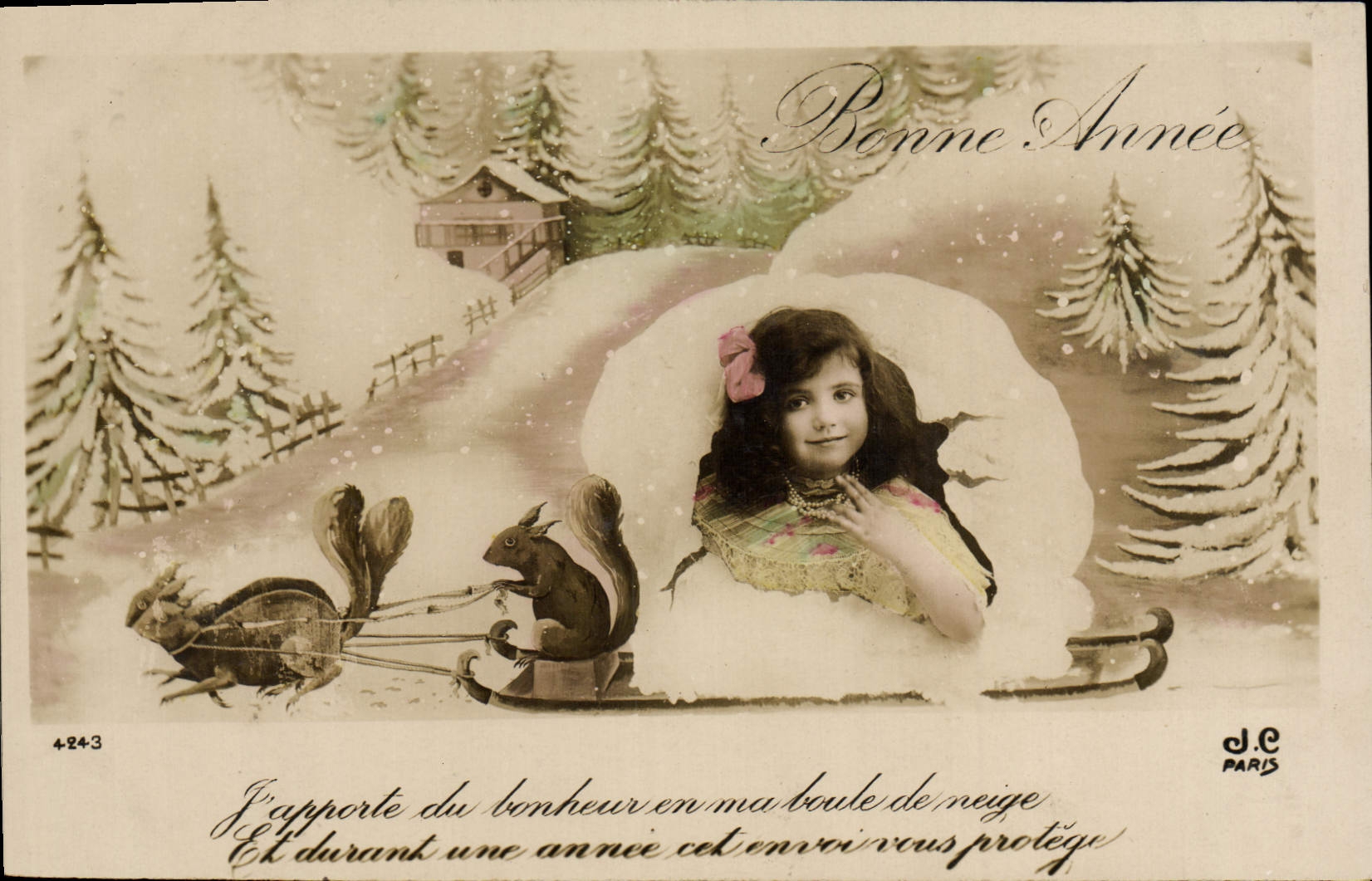 CPA Fantaisie Enfants Ecureuil Luge