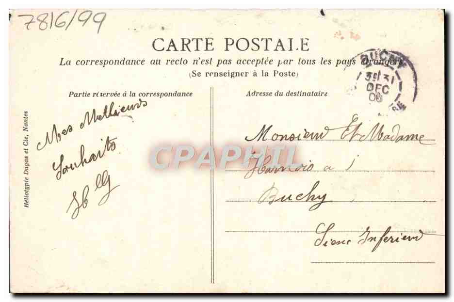 Bonne Année — décorée de fleurs et de portraits — Héliotypie Dugas et Cie, Nantes — Verso