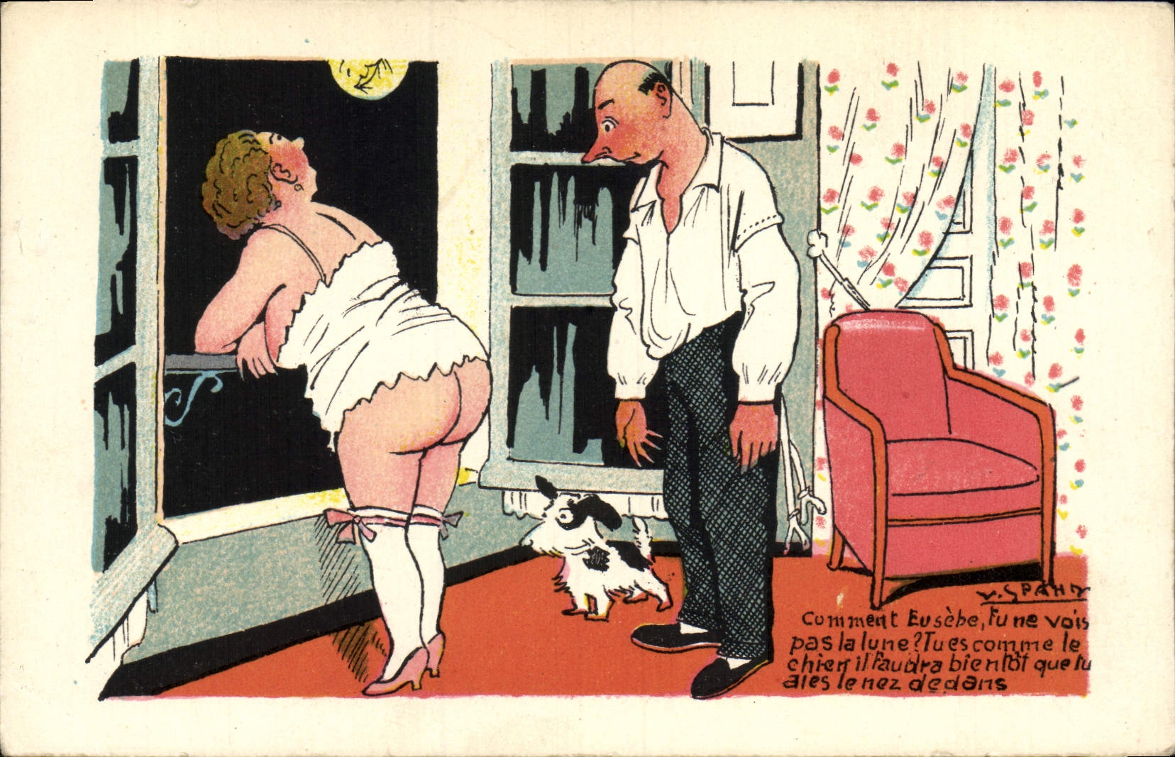 CPA Fantaisie Felle Humour Chien 
