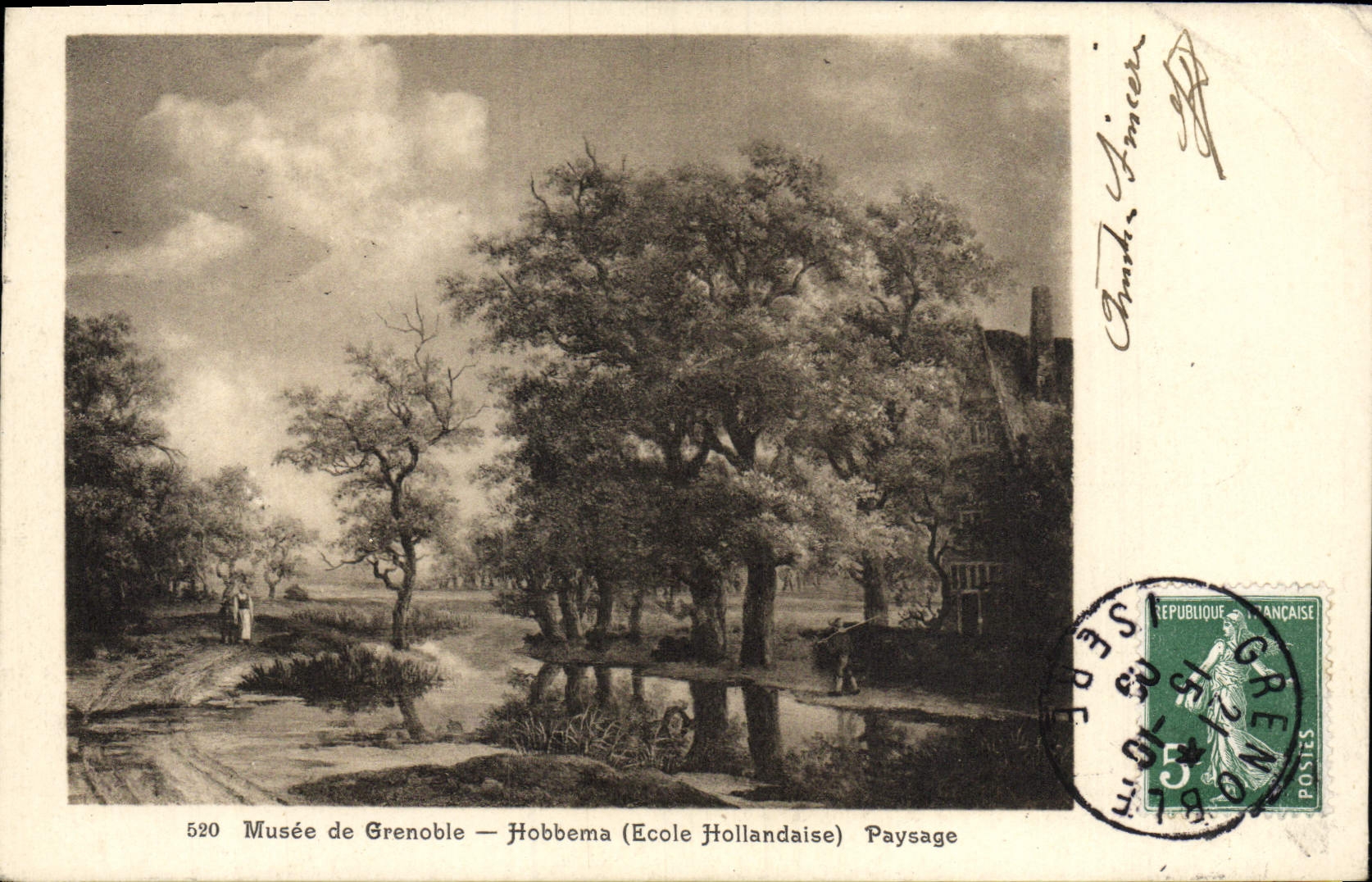 CPA Fantaisie Musee de Grenoble Hobbema Paysage