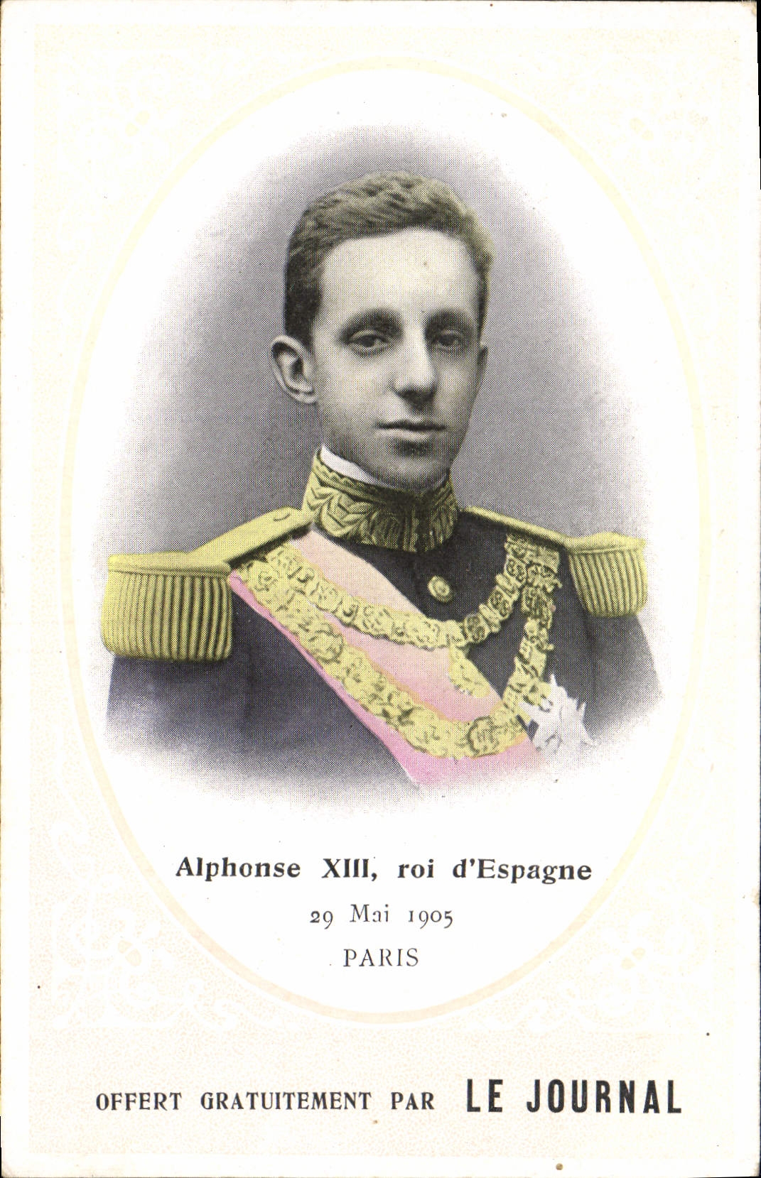 Alphonse XIII, roi d'Espagne — portrait en uniforme — offerte par Le Journal
