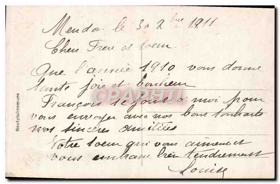 CPA Fantaisie Bonne annee Femme Berger Moutons — Verso