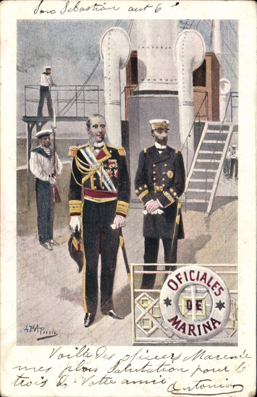 Voile des officiers marins — Salutation pour l'Amérique — Éditeur Piccolo, n° 474