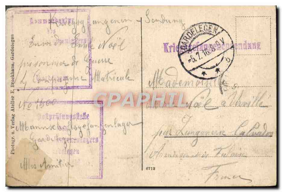Cartolina d'epoca Monumento Militare di Gardelegen — Verso