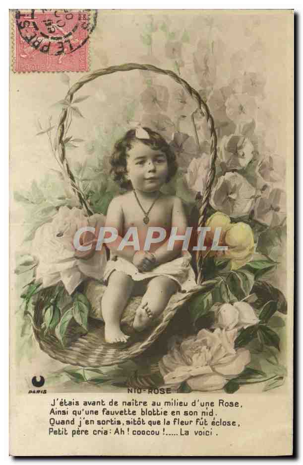 CPA Fantaisie Enfant Nid Rose