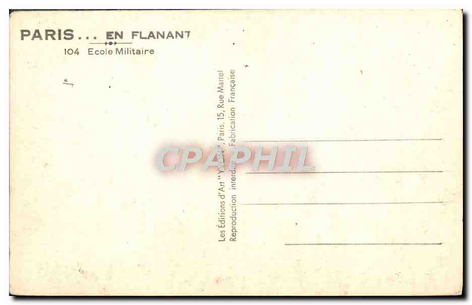 CPA Paris En Flanant Ecole Militaire — Verso