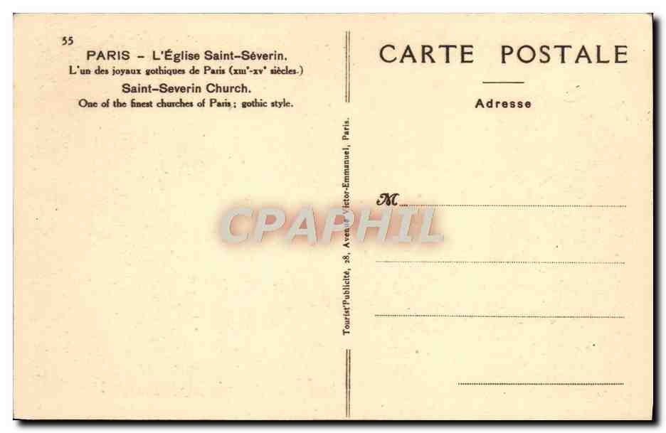 CPA Paris Eglise Saint Severin  — Rückseite