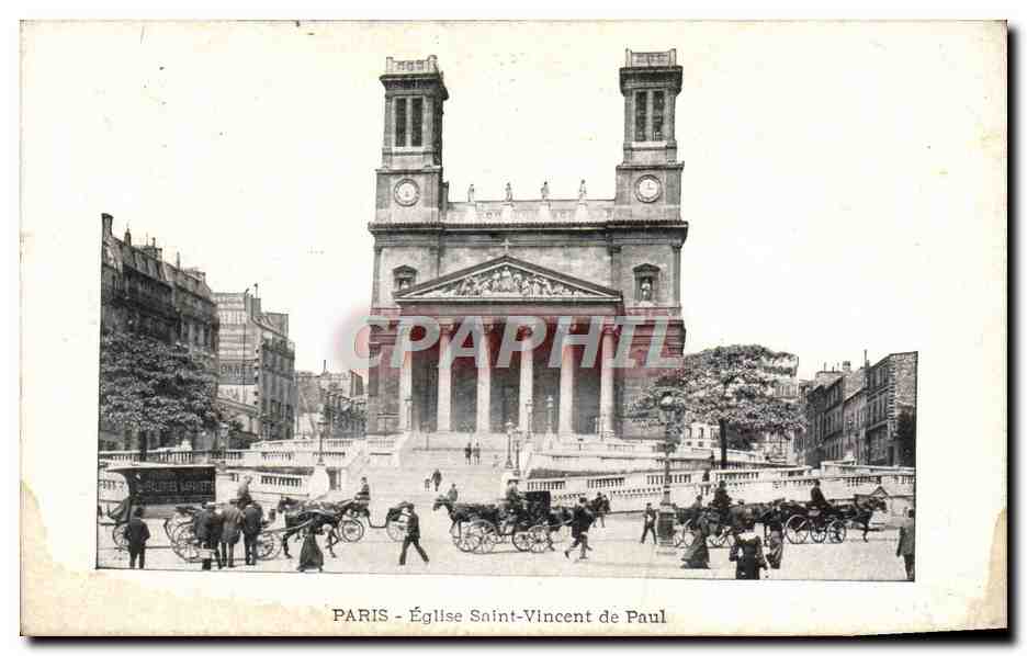 CPA Paris Eglise Saint Vincent de Paul Caleche Galeries Lafayette