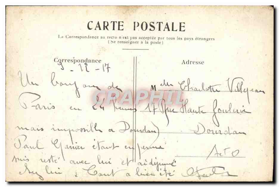 CPA Paris L'Arc des Triomphe des Tuileries — Rückseite