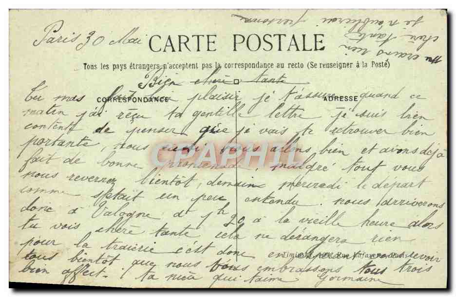CPA Paris Arc De Triomphe Du Carrousel — Rückseite