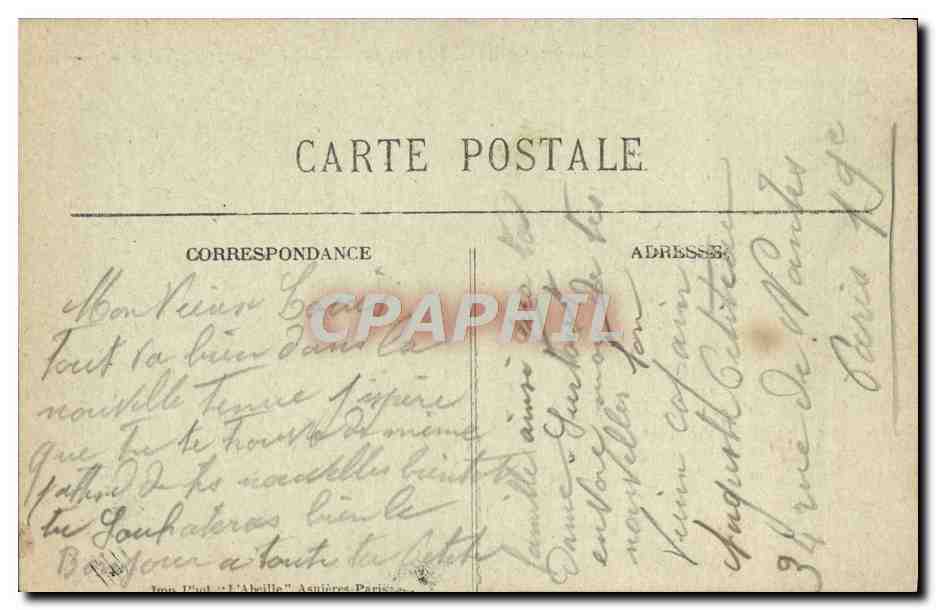 CPA Paris La Cour du Carrousel et Monument de Gambetta — Rückseite